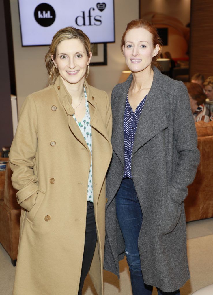 Jessica Dailey and Barbara Lagan at the DFS Design Evening in the DFS Carrickmines store, where they received designs tips from interiors expert Roisin Lafferty and her KLD team. Photo Kieran Harnett