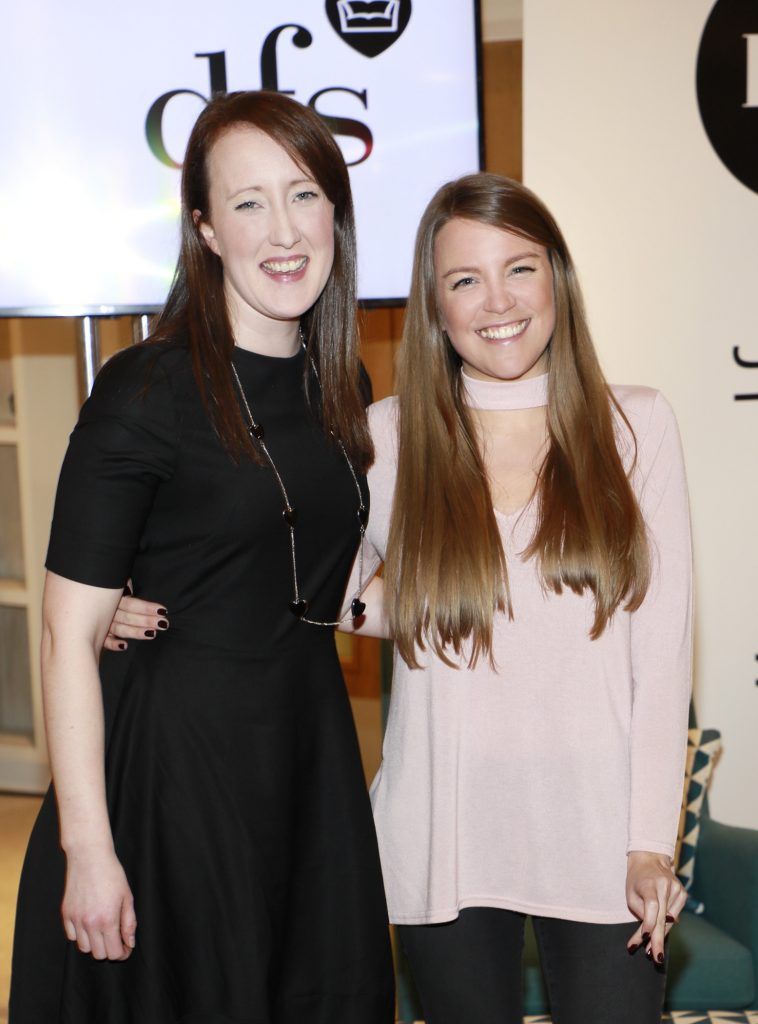 Sinead Egan and Louise Rankin at the DFS Design Evening in the DFS Carrickmines store, where they received designs tips from interiors expert Roisin Lafferty and her KLD team. Photo Kieran Harnett