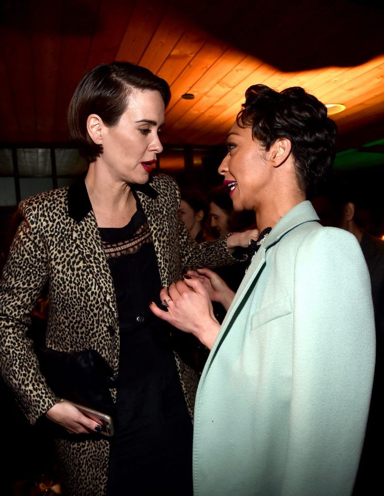 Actress Sarah Paulson (L) and honoree Ruth Negga attend the 12th Annual US-Ireland Aliiance's Oscar Wilde Awards event at Bad Robot on February 23, 2017 in Santa Monica, California.  (Photo by Alberto E. Rodriguez/Getty Images for US-Ireland Alliance )