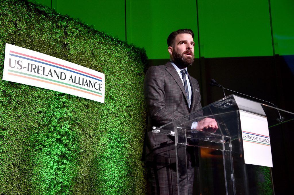 Honoree Zachary Quinto speaks onstage during the 12th Annual US-Ireland Aliiance's Oscar Wilde Awards event at Bad Robot on February 23, 2017 in Santa Monica, California.  (Photo by Alberto E. Rodriguez/Getty Images for US-Ireland Alliance )