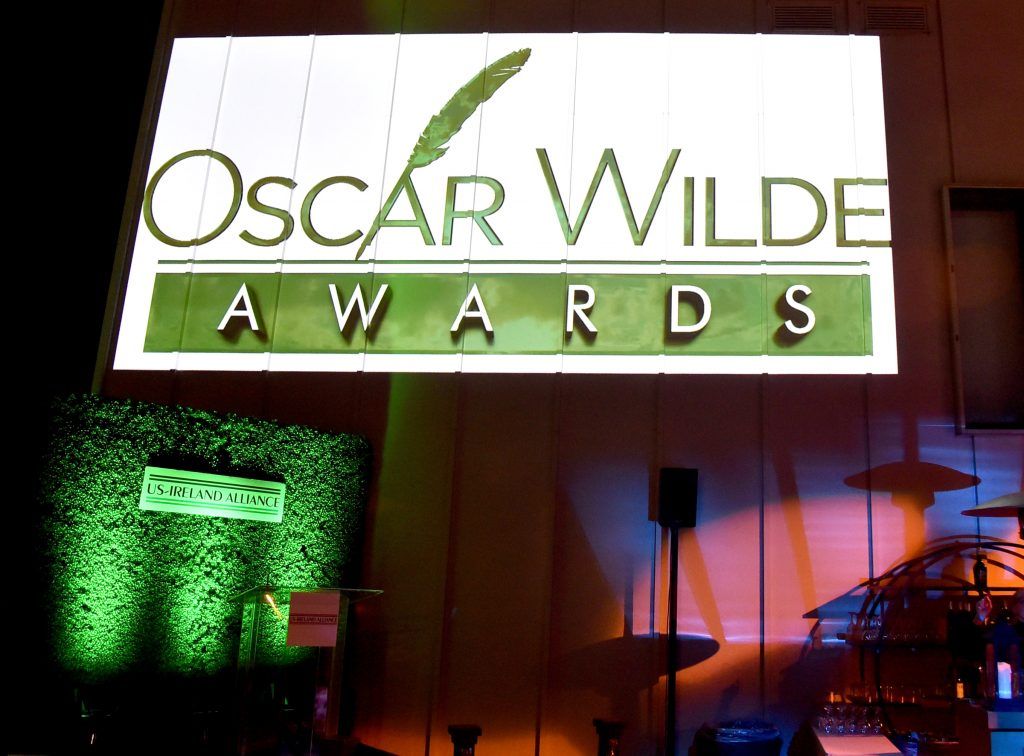 A view of the signs at the 12th Annual US-Ireland Aliiance's Oscar Wilde Awards event at Bad Robot on February 23, 2017 in Santa Monica, California.  (Photo by Alberto E. Rodriguez/Getty Images for US-Ireland Alliance )
