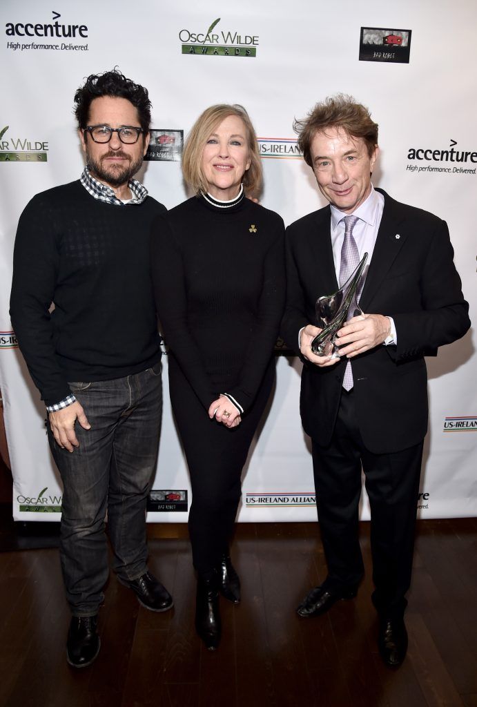 Director J.J. Abrams, presenter Catherine O'Hara and honoree Martin Short attend the 12th Annual US-Ireland Aliiance's Oscar Wilde Awards event at Bad Robot on February 23, 2017 in Santa Monica, California.  (Photo by Alberto E. Rodriguez/Getty Images for US-Ireland Alliance )