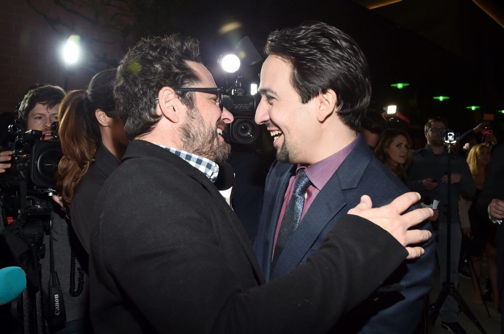  Director J.J. Abrams (L) and actor Lin-Manuel Miranda attend the 12th Annual US-Ireland Aliiance's Oscar Wilde Awards event at Bad Robot on February 23, 2017 in Santa Monica, California.  (Photo by Alberto E. Rodriguez/Getty Images for US-Ireland Alliance )