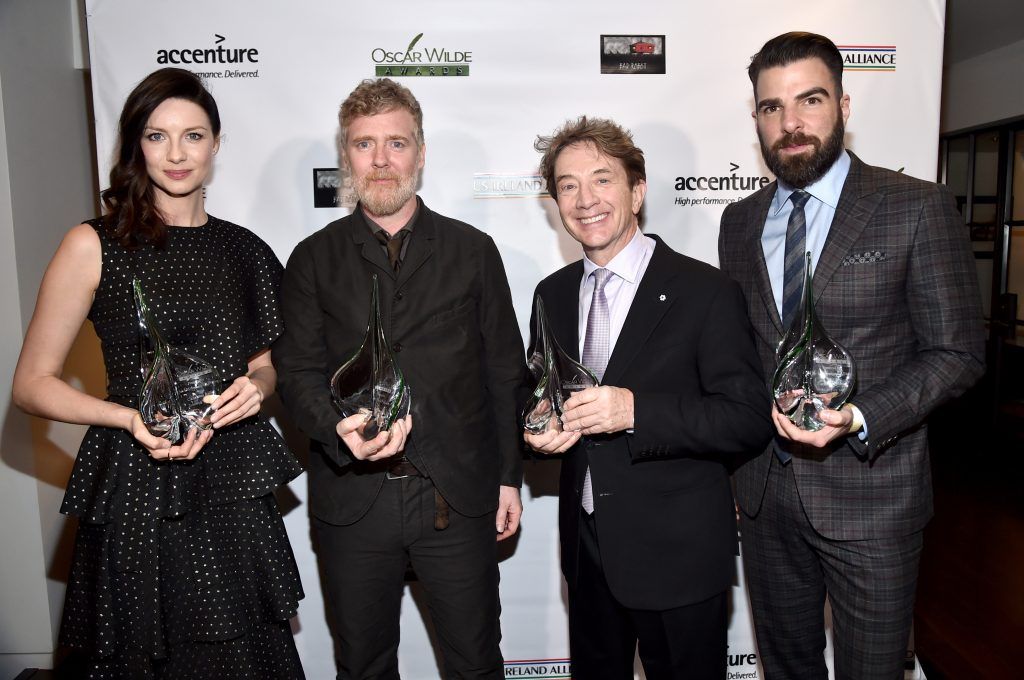 Honorees Caitriona Balfe, Glen Hansard, Martin Short, and Zachary Quinto attend the 12th Annual US-Ireland Aliiance's Oscar Wilde Awards event at Bad Robot on February 23, 2017 in Santa Monica, California.  (Photo by Alberto E. Rodriguez/Getty Images for US-Ireland Alliance )