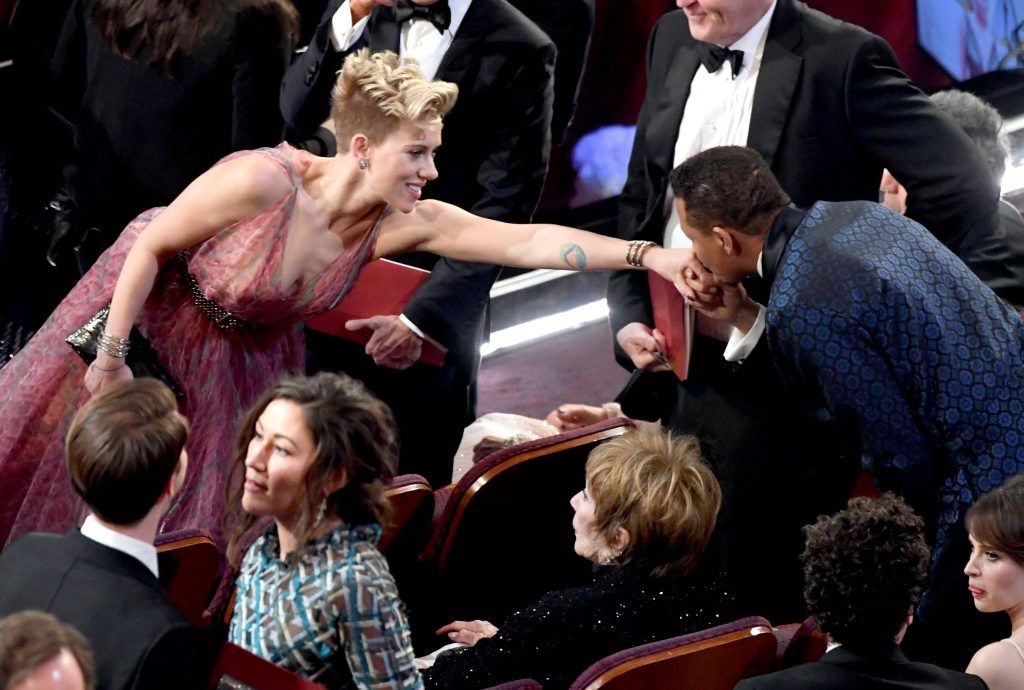 HOLLYWOOD, CA - FEBRUARY 26:  Actors Scarlett Johansson (L) and Terrence Howard in the audience during the 89th Annual Academy Awards at Hollywood & Highland Center on February 26, 2017 in Hollywood, California.  (Photo by Kevin Winter/Getty Images)