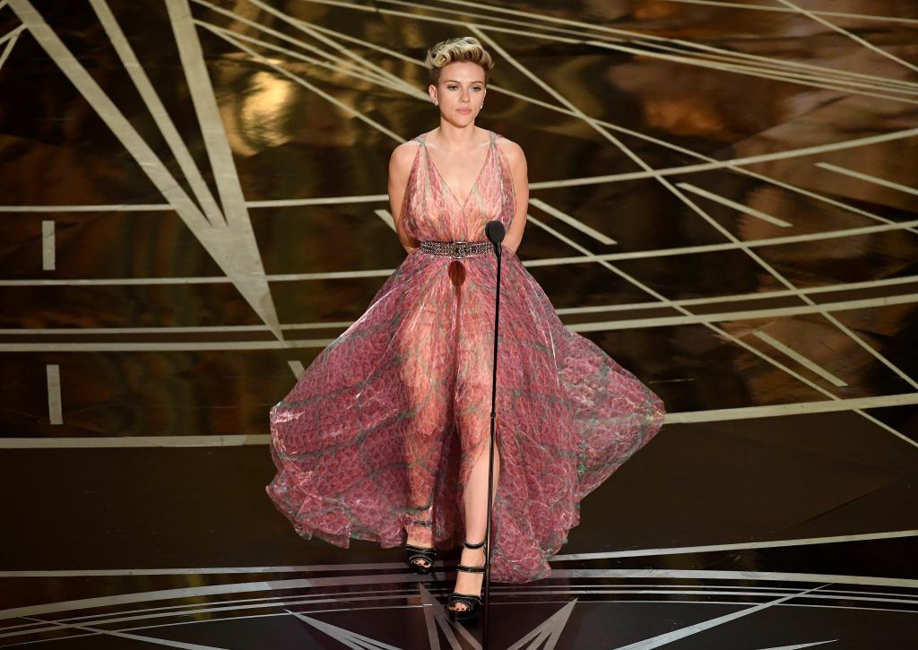 HOLLYWOOD, CA - FEBRUARY 26:  Actor Scarlett Johansson speaks onstage during the 89th Annual Academy Awards at Hollywood & Highland Center on February 26, 2017 in Hollywood, California.  (Photo by Kevin Winter/Getty Images)