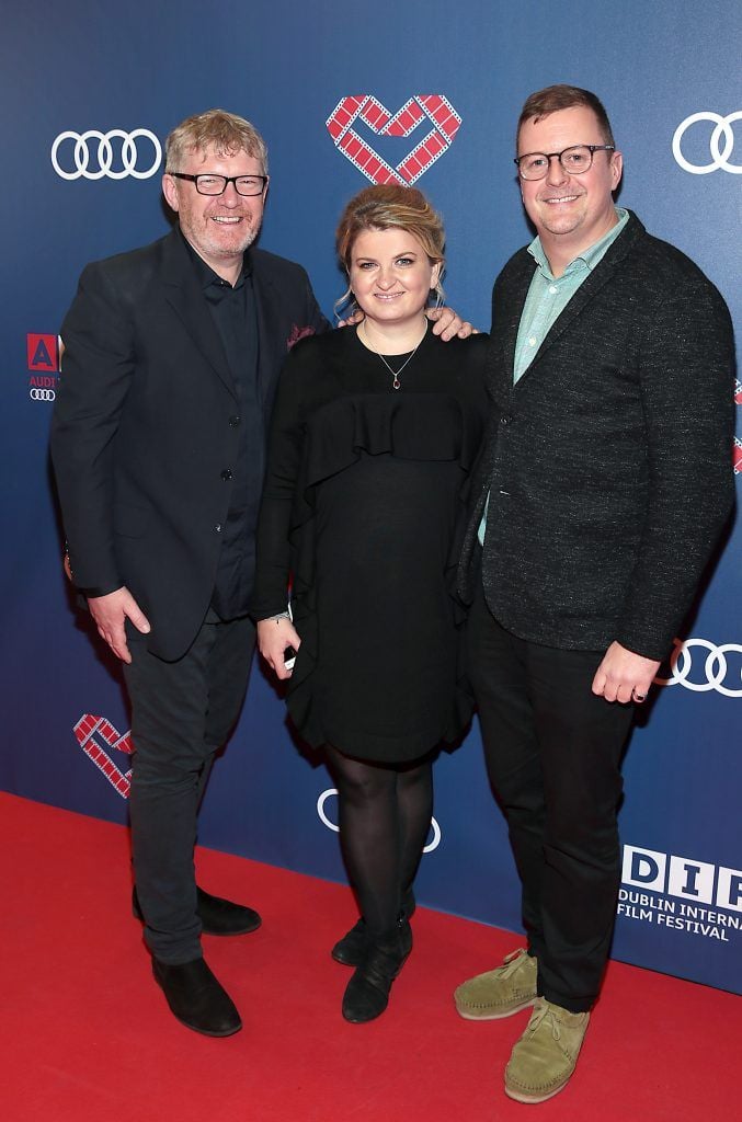 Producers Rob Walpole and Rebecca O Flanagan with Director John Butler  at the Audi Dublin International Film Festival closing night gala screening of Handsome Devil at The Savoy Cinema in Dublin (Picture: Brian McEvoy).