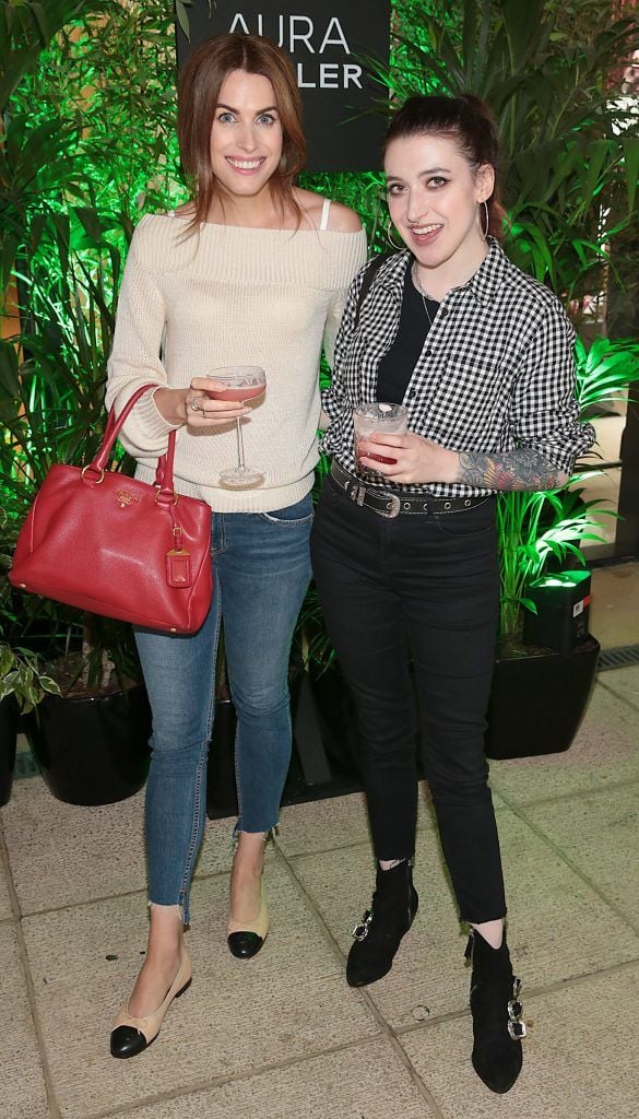 Holly White and Leanne Woodfull pictured at the Aura Mugler Fragrance launch at The Morrison Hotel, Dublin. Picture by Brian McEvoy