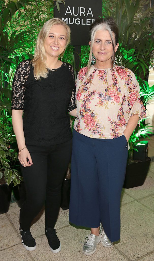 Andrea Kissane and Cathy O Connor pictured at the Aura Mugler Fragrance launch at The Morrison Hotel, Dublin. Picture by Brian McEvoy