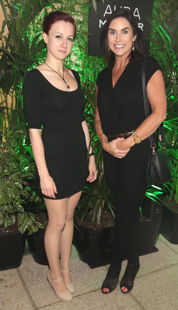 Justyna Kaliska and Bronwyn Conroy pictured at the Aura Mugler Fragrance launch at The Morrison Hotel, Dublin. Picture by Brian McEvoy