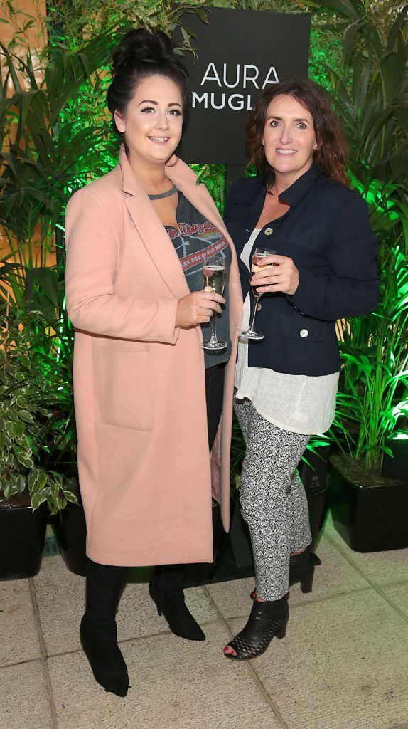 Emma Fitzpatrick and Serena Lawlor pictured at the Aura Mugler Fragrance launch at The Morrison Hotel, Dublin. Picture by Brian McEvoy