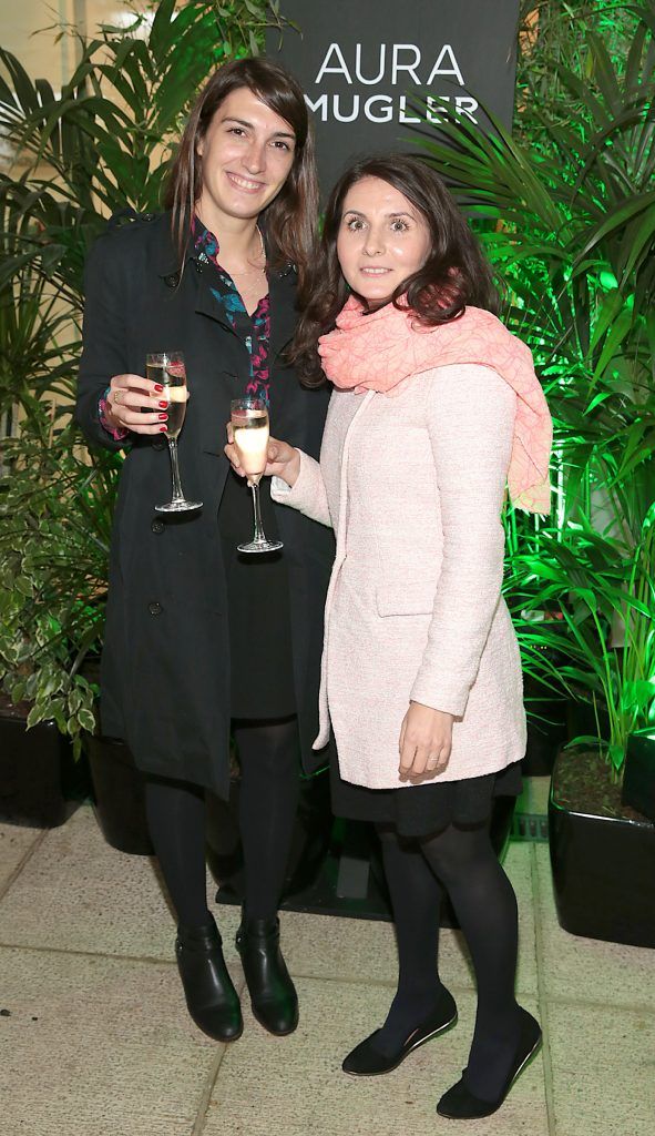 Nadeau Lucie and Camelia Matara pictured at the Aura Mugler Fragrance launch at The Morrison Hotel, Dublin. Picture by Brian McEvoy