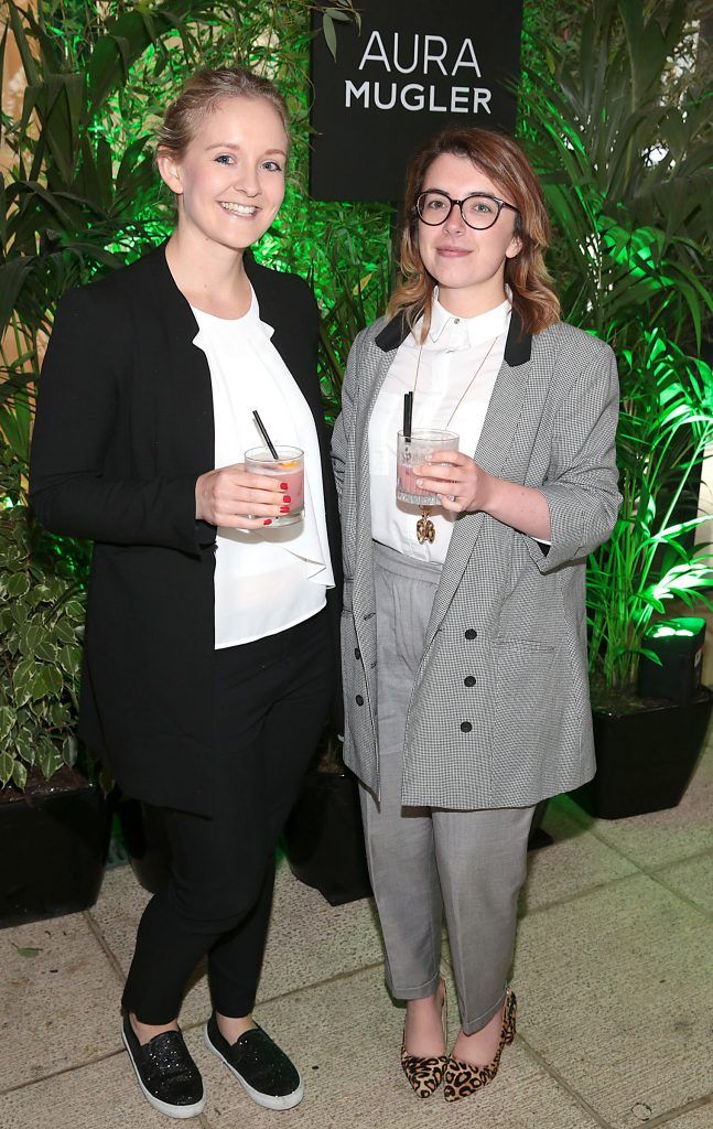 Laura Murphy and Niamh Goodwin pictured at the Aura Mugler Fragrance launch at The Morrison Hotel, Dublin. Picture by Brian McEvoy