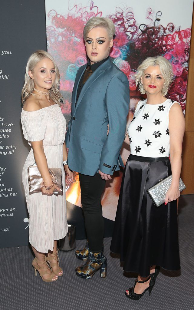 Hannah Kavanagh, Adam Lynch and Avril Shirley at the L'Oreal Colour Trophy Grand Final 2017, the longest running live hairdressing competition in the world, which took place in O'Reilly Hall UCD, Dublin #LCTIRE17. Picture by Brian McEvoy