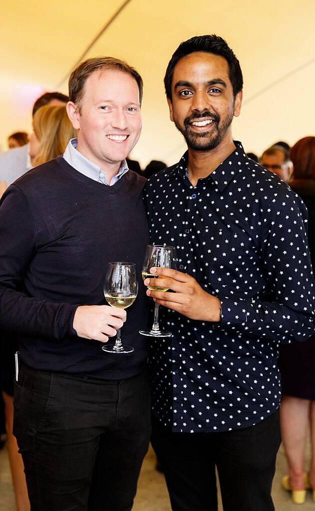 David Mitchell and Clint Drieberg pictured at SuperValu's Secret Garden wine event in the GPO courtyard, 29th June 2017. Guests got to enjoy some of the new and exclusive wines from SuperValu's Specially Sourced wine range. Picture by Andres Poveda