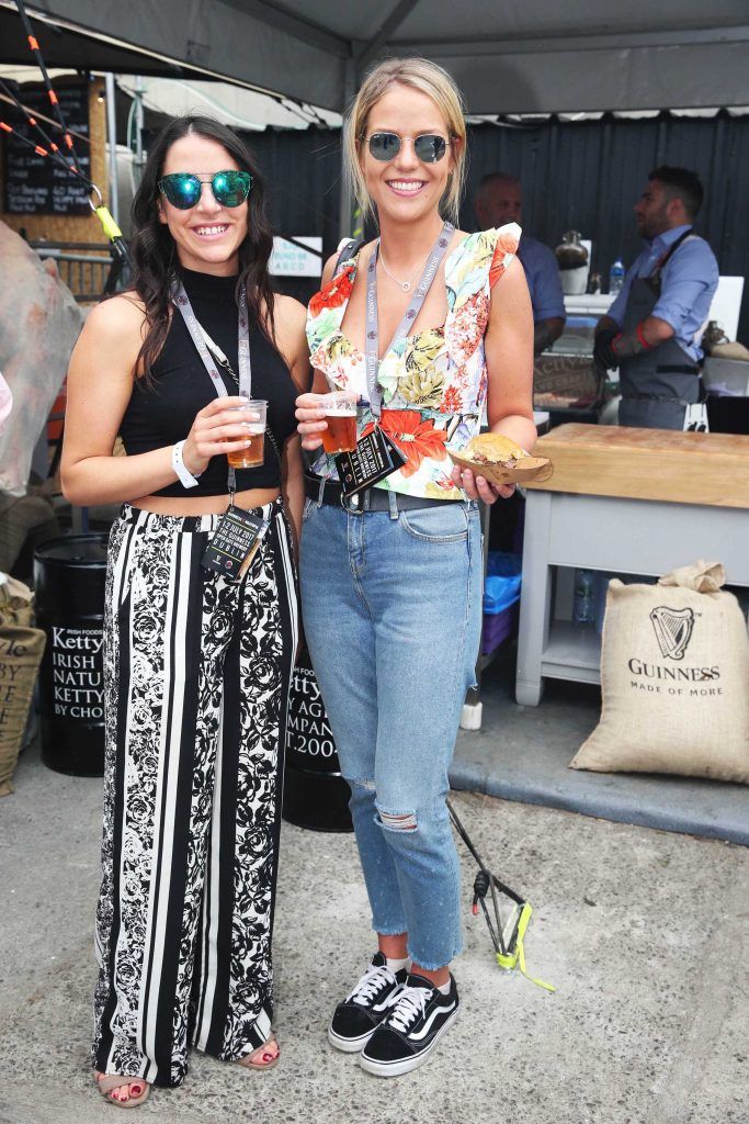 Victoria Antoniades and Joanne Farrelly pictured at Guinness X Meatopia at The Open Gate Brewery, St. James' Gate, Dublin. Photograph: Leon Farrell / Photocall Ireland