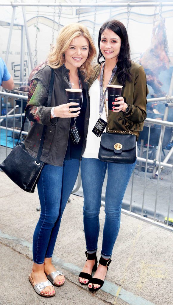 Doireann Garrihy and Marie Claire Whelan pictured at Guinness X Meatopia at The Open Gate Brewery, St. James' Gate, Dublin. Photograph: Leon Farrell / Photocall Ireland