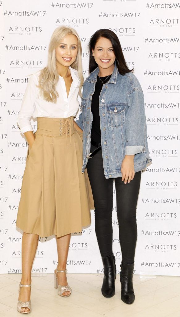 Rosie Connolly and Michelle McGrath at the Arnotts Autumn Winter 2017 Womenswear Collection Preview. Photo by Kieran Harnett