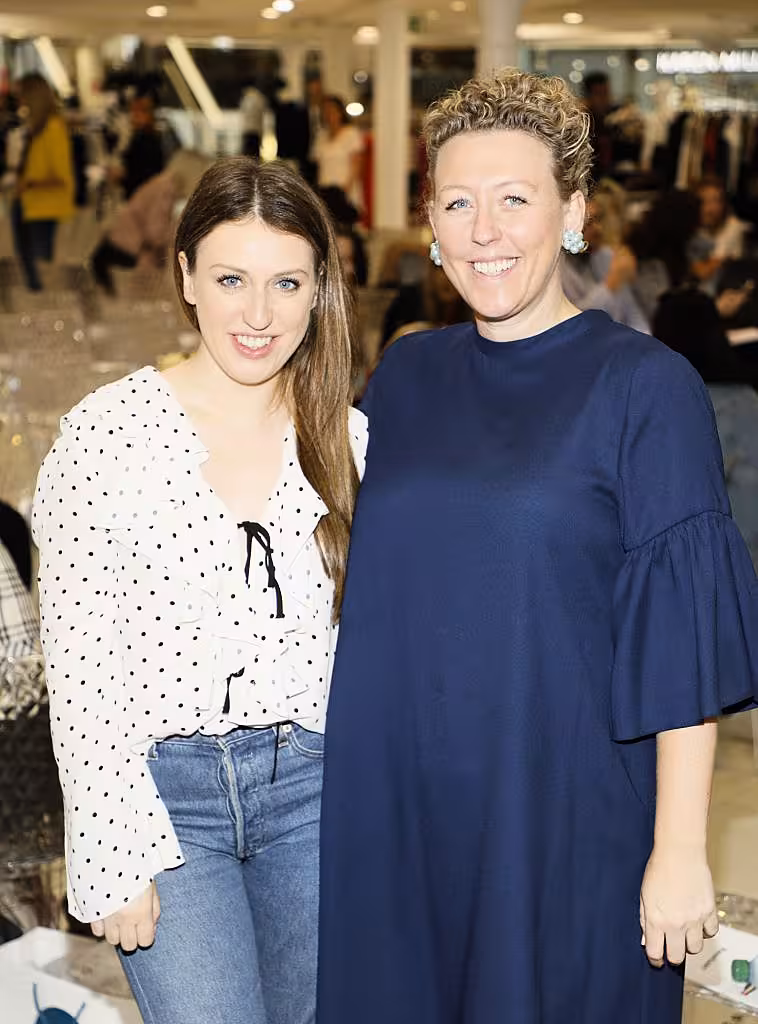Faye McGillicuddy and Ailsing O'Toole at the Arnotts Autumn Winter 2017 Womenswear Collection Preview. Photo by Kieran Harnett