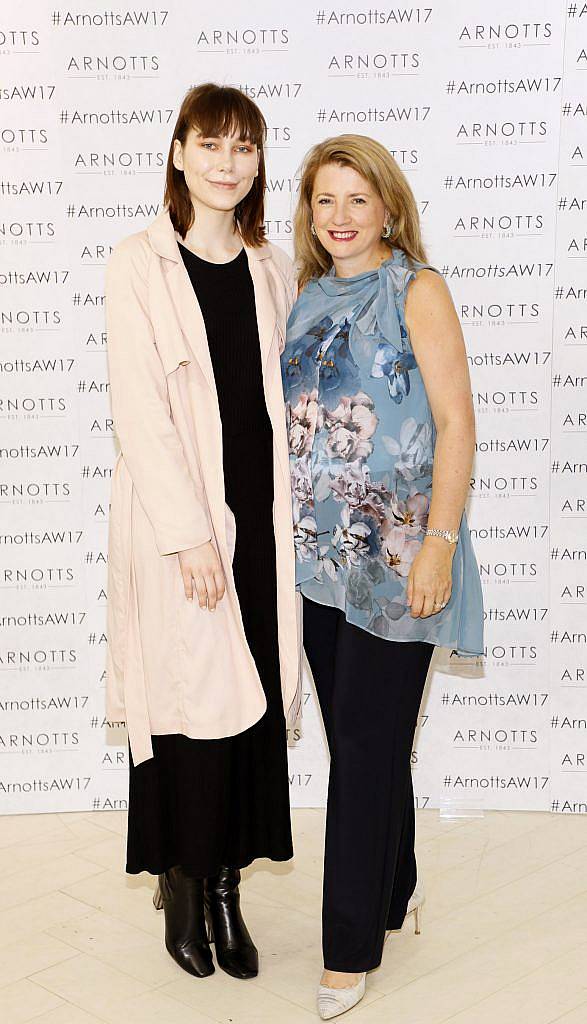 Katie Soanes and Clara Halpin at the Arnotts Autumn Winter 2017 Womenswear Collection Preview. Photo by Kieran Harnett