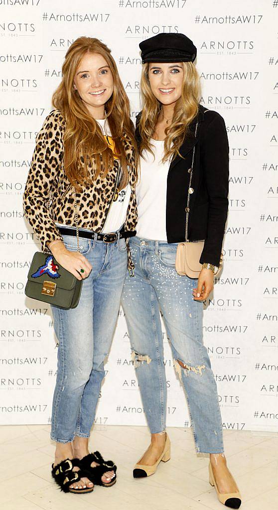 Laura Jordan and Lorna Jane Duffy at the Arnotts Autumn Winter 2017 Womenswear Collection Preview. Photo by Kieran Harnett