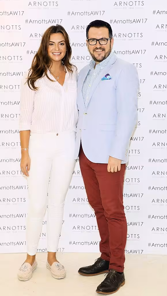 Lisa Nolan and Clyde Carroll at the Arnotts Autumn Winter 2017 Womenswear Collection Preview. Photo by Kieran Harnett