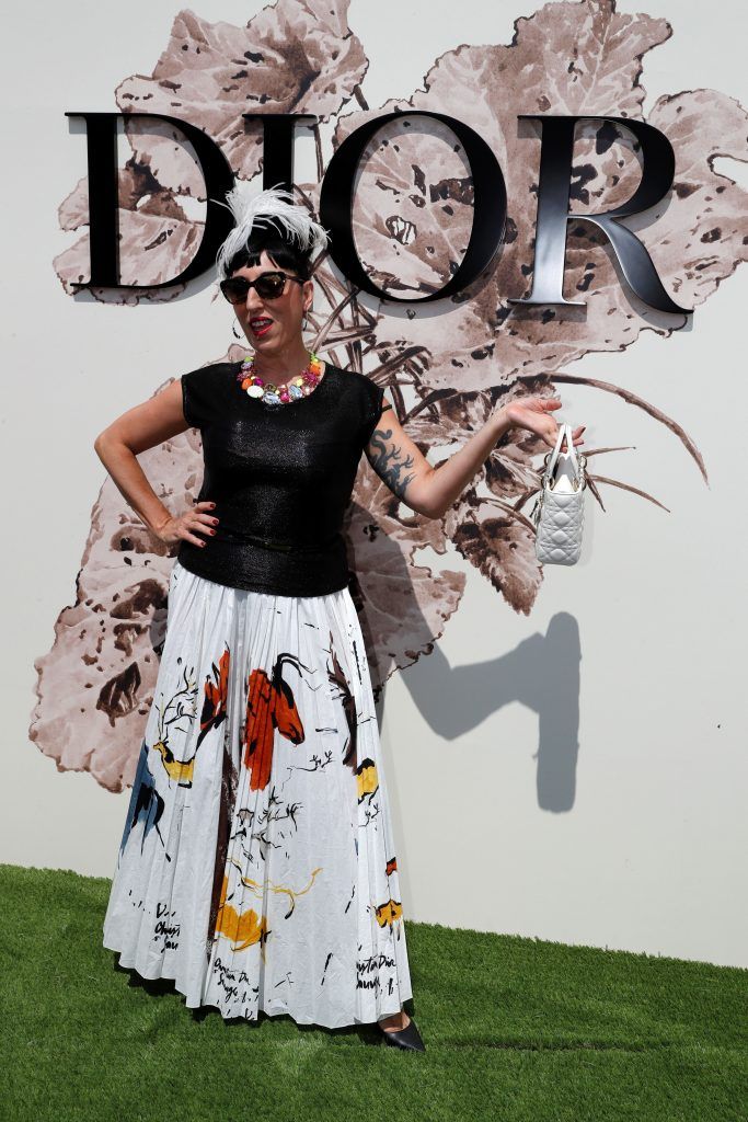 Spanish actress Rossy de Palma poses during the photocall before Christian Dior 2017 fall/winter Haute Couture collection show in Paris on July 3, 2017. (Photo by Patrick Kovarik/AFP/Getty Images)