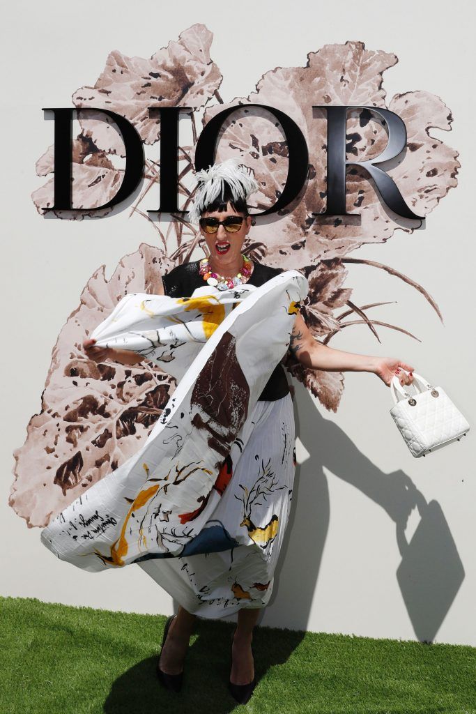 Spanish actress Rossy de Palma poses during the photocall before Christian Dior 2017 fall/winter Haute Couture collection show in Paris on July 3, 2017. (Photo by Patrick Kovarik/AFP/Getty Images)