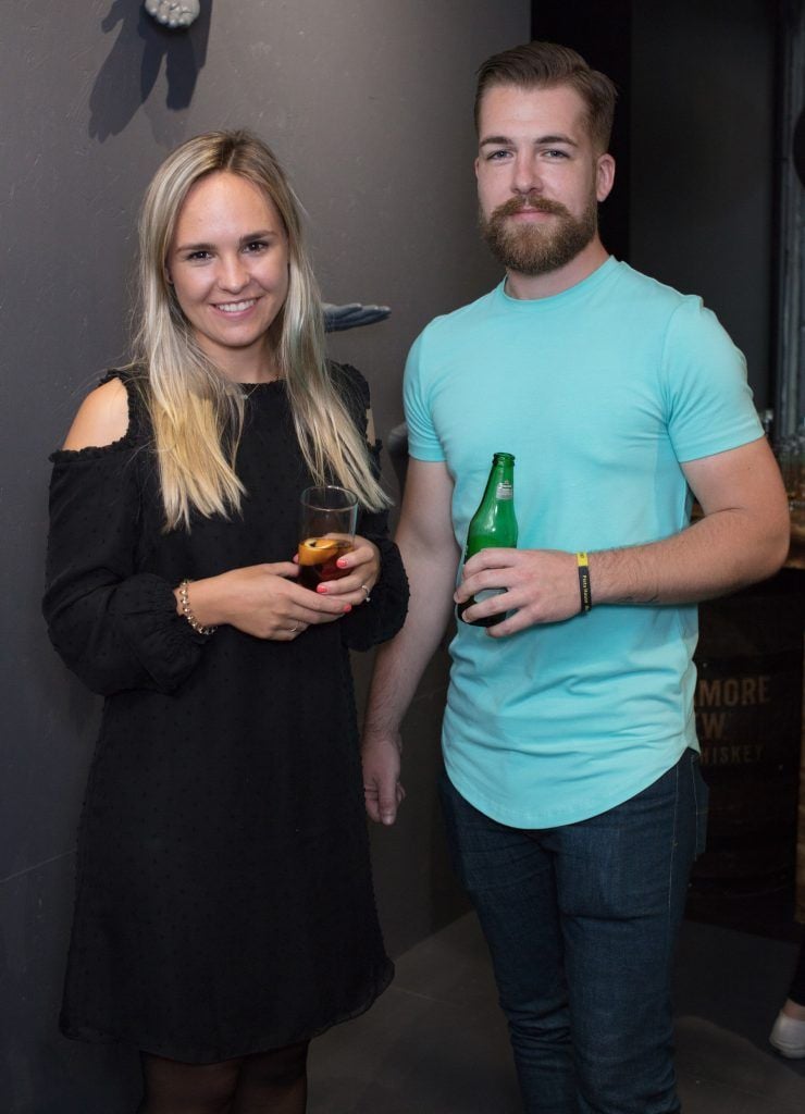 Anouk Schiegg & Ryan Hatfield pictured at the first ever Lynx pop-up shop in Ireland. Guys can drop into 60 South William Street to avail of haircuts from Lynx grooming experts - redeemable with product. Photo: Anthony Woods