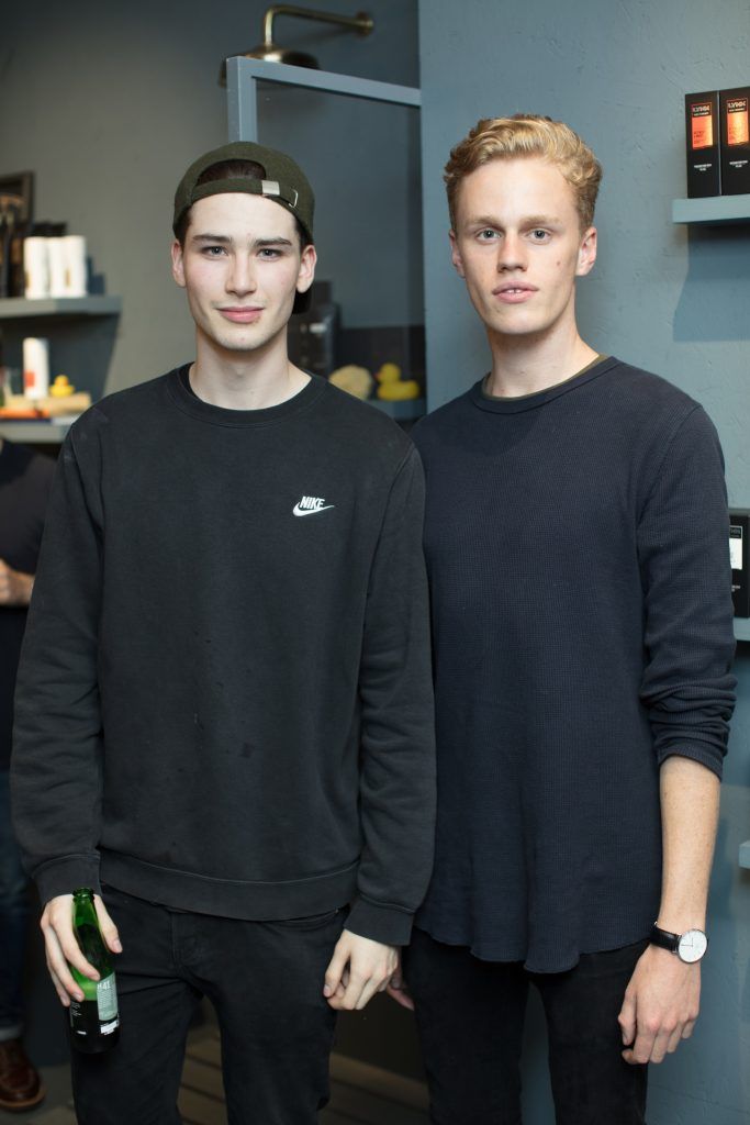 Conor Gonzales & Dan Baronetti pictured at the first ever Lynx pop-up shop in Ireland. Guys can drop into 60 South William Street to avail of haircuts from Lynx grooming experts - redeemable with product. Photo: Anthony Woods