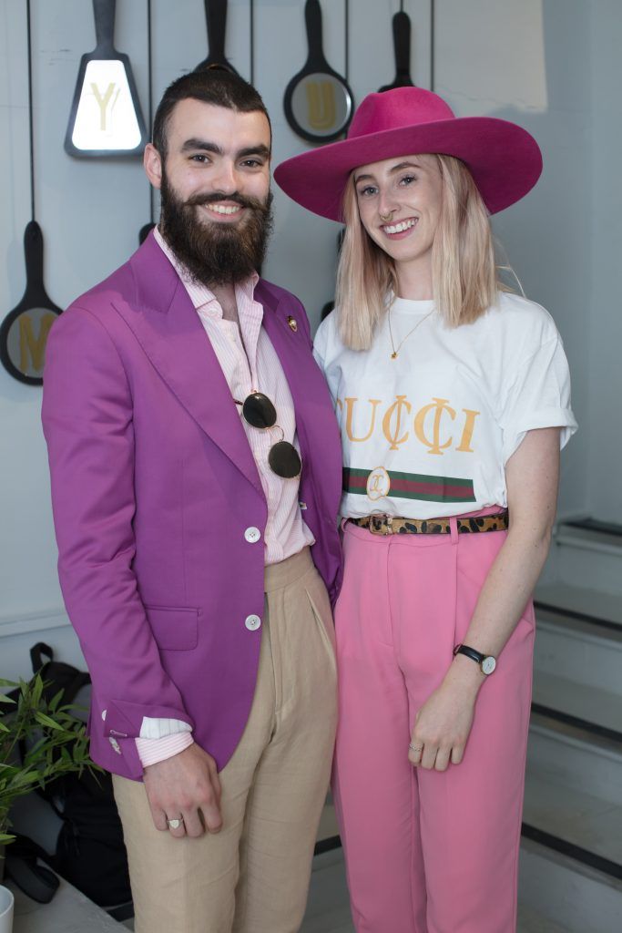 Jake McCabe & Niamh O'Donoghue pictured at the first ever Lynx pop-up shop in Ireland. Guys can drop into 60 South William Street to avail of haircuts from Lynx grooming experts - redeemable with product. Photo: Anthony Woods