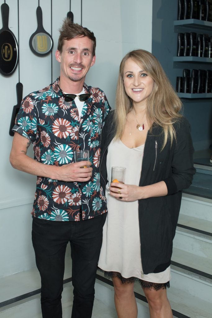 James McGill & Justine King pictured at the first ever Lynx pop-up shop in Ireland. Guys can drop into 60 South William Street to avail of haircuts from Lynx grooming experts - redeemable with product. Photo: Anthony Woods