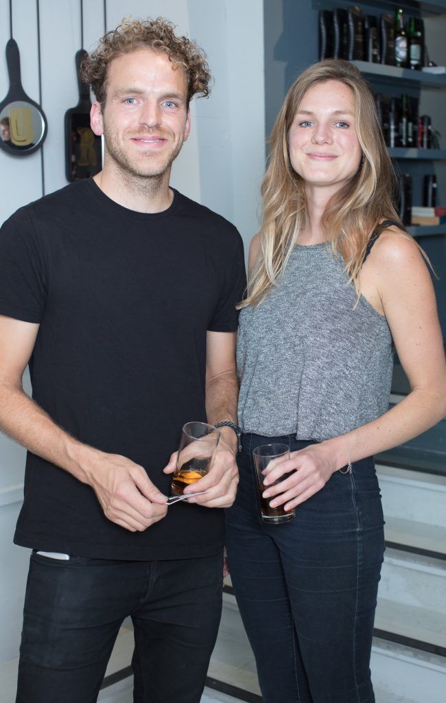 Jan Olde Loohuis & Maaike Baan pictured at the first ever Lynx pop-up shop in Ireland. Guys can drop into 60 South William Street to avail of haircuts from Lynx grooming experts - redeemable with product. Photo: Anthony Woods