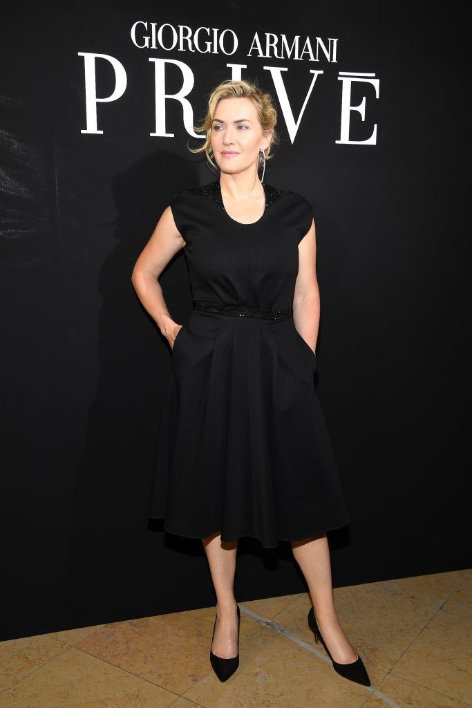 Kate Winslet attends the Giorgio Armani Prive Haute Couture Fall/Winter 2017-2018 show as part of Haute Couture Paris Fashion Week on July 4, 2017 in Paris, France.  (Photo by Pascal Le Segretain/Getty Images)