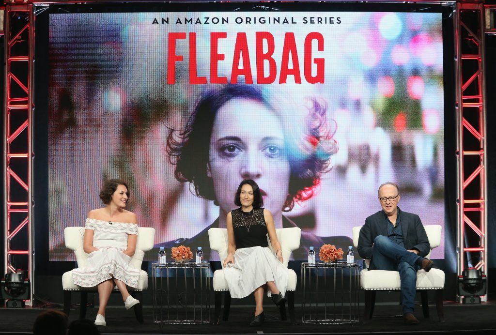 Phoebe Waller-Bridge, actress Sian Clifford and director Harry Bradbeer speak onstage at the 'Fleabag' panel discussion during the Amazon portion of the 2016 Television Critics Association Summer Tour at The Beverly Hilton Hotel on August 7, 2016 in Beverly Hills, California.  (Photo by Frederick M. Brown/Getty Images)