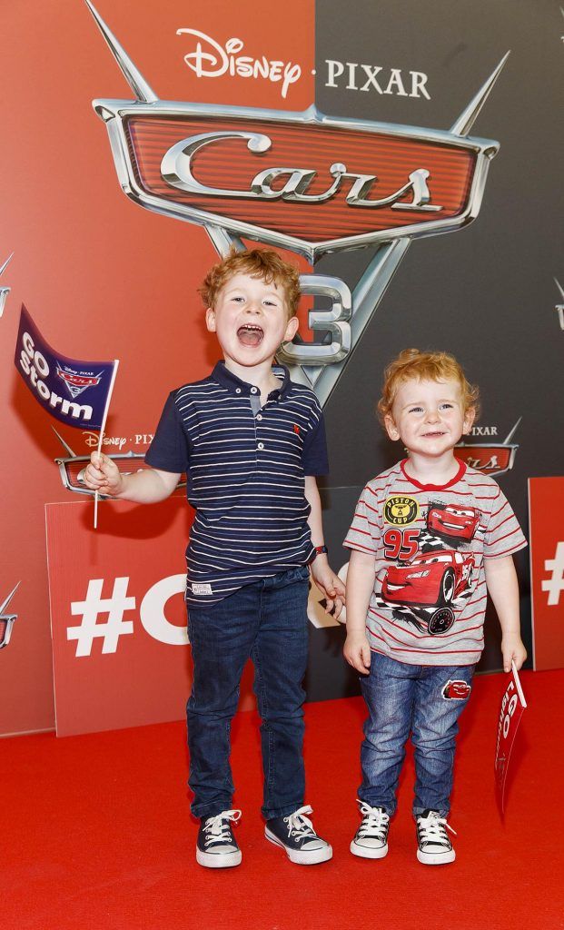 Rory (5) and Scott McMullan (2) form Dublin pictured at the Irish premiere of Disney Pixar's Cars 3 in the Odeon Cinema Point Square, 9th July 2017. Picture by Andres Poveda