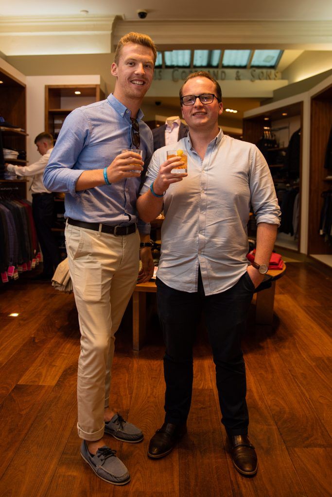 Pictured at the Powers Irish Whiskey Event in Louis Copeland Wicklow Street were Colm Spierin & Sean Treacy. Photo by Dublin Daily Photography