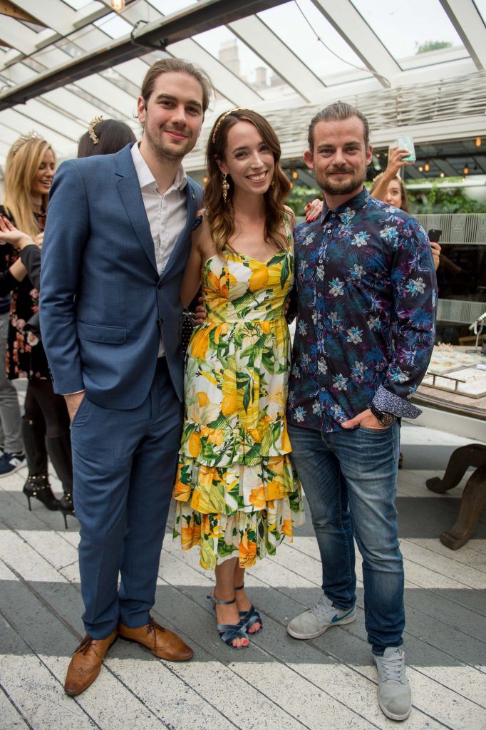 Joseph Sheridan, Ciara O'Doherty and Alex Sheridan at the launch of Taylor & Rose, a hair couture accessories brand by Irish bloggerand stylist Ciara O'Doherty. Photographed in House, Dublin by Ruth Medjber // Ruthless Imagery
