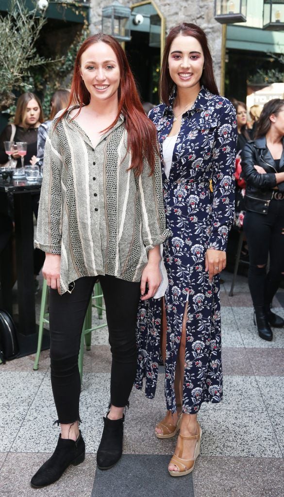 January Winters and Laura O Shea pictured at the launch of Inglot's new 'Signature Collection' of eyeshadow palettes in Nolita's garden terrace. Photograph: Leon Farrell / Photocall Ireland