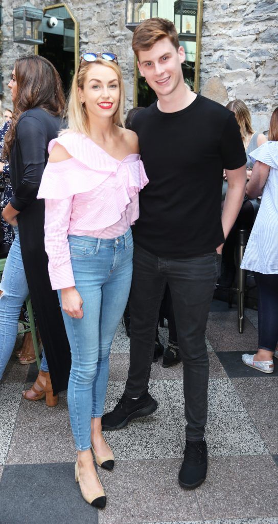 Lia Stokes and Arron Hurley pictured at the launch of Inglot's new 'Signature Collection' of eyeshadow palettes in Nolita's garden terrace. Photograph: Leon Farrell / Photocall Ireland