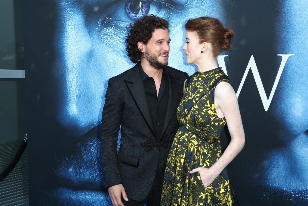 Actors Kit Harington and Rose Leslie attend the premiere of HBO's "Game Of Thrones" season 7 at Walt Disney Concert Hall on July 12, 2017 in Los Angeles, California.  (Photo by Frederick M. Brown/Getty Images)