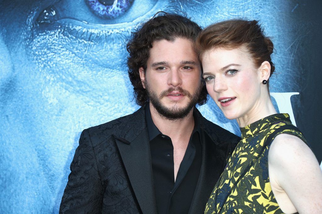 Actors Kit Harington and Rose Leslie attend the premiere of HBO's "Game Of Thrones" season 7 at Walt Disney Concert Hall on July 12, 2017 in Los Angeles, California.  (Photo by Frederick M. Brown/Getty Images)