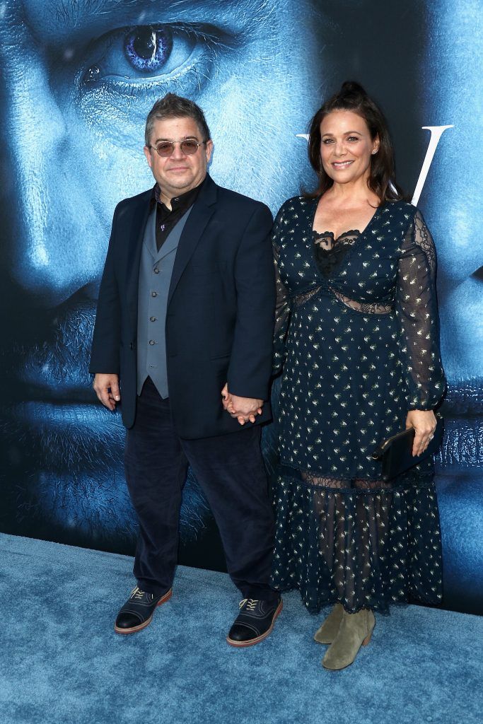 Comedian Patton Oswalt and actor Meredith Salenger attends the premiere of HBO's "Game Of Thrones" season 7 at Walt Disney Concert Hall on July 12, 2017 in Los Angeles, California.  (Photo by Frederick M. Brown/Getty Images)