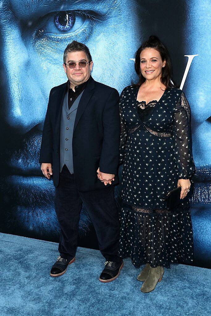 Comedian Patton Oswalt and actor Meredith Salenger attends the premiere of HBO's "Game Of Thrones" season 7 at Walt Disney Concert Hall on July 12, 2017 in Los Angeles, California.  (Photo by Frederick M. Brown/Getty Images)