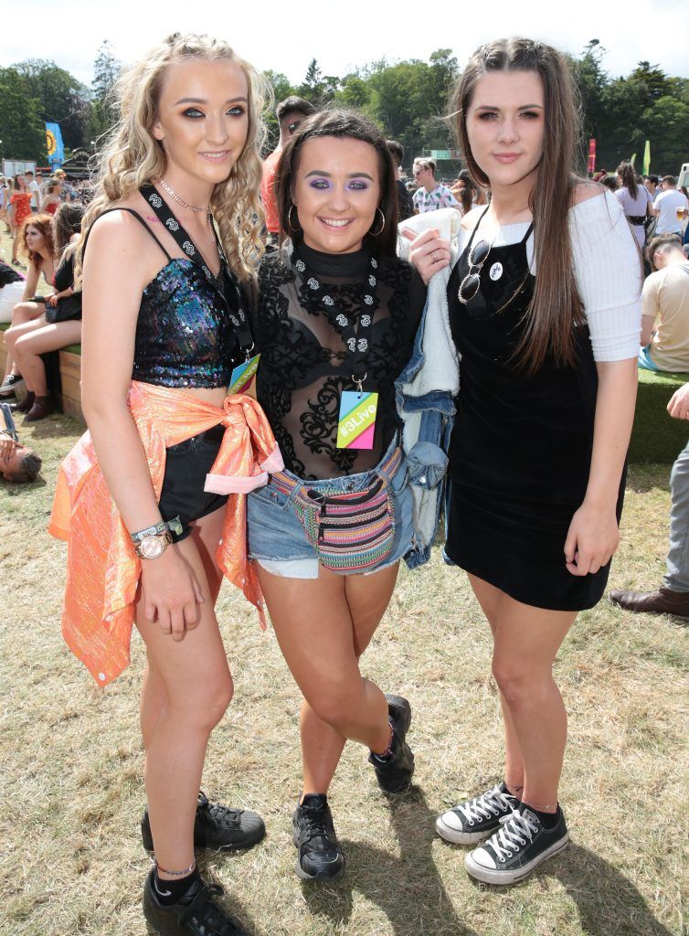 Naoise Kirk, Kerry Agnew and Caitlin Agnew Andrea Sheridan and Darren Kennedy at the 3Live experience at Longitude in Marlay Park, Dublin (15th July 2017). Picture by Brian McEvoy