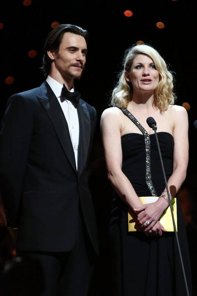 Harry Lloyd and Jodie Whittaker present onstage at the 2012 Olivier Awards at The Royal Opera House on April 15, 2012 in London, England.  (Photo by Tim Whitby/Getty Images)