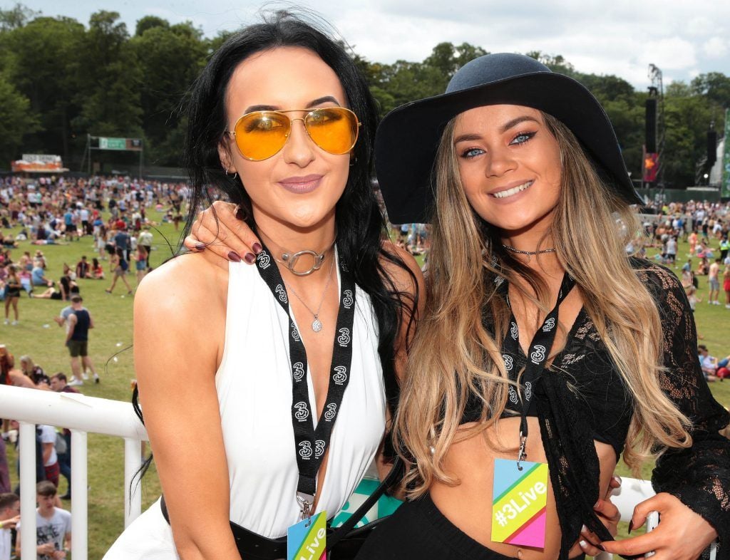 Leanne O Shea and Rachel Keogh from Galway at the 3Live experience at Longitude in Marlay Park, Dublin (14th July 2017). Picture by Brian McEvoy