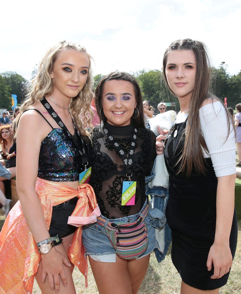 Naoise Kirk , Kerri Agnew and Caitlin Agnew at the 3Live experience at Longitude in Marlay Park, Dublin (16th July 2017). Picture by Brian McEvoy