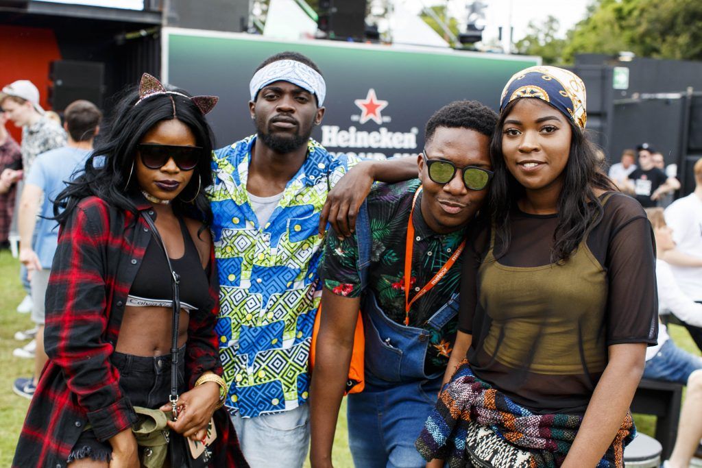 Simi Olumide and Jordan Mindomba with Chris and Glet Kambayi pictured at the Heineken 'Live Your Music' area, a new music experience that the crowd can control, at Longitude Festival 2017, Marlay Park. Picture by Andres Poveda