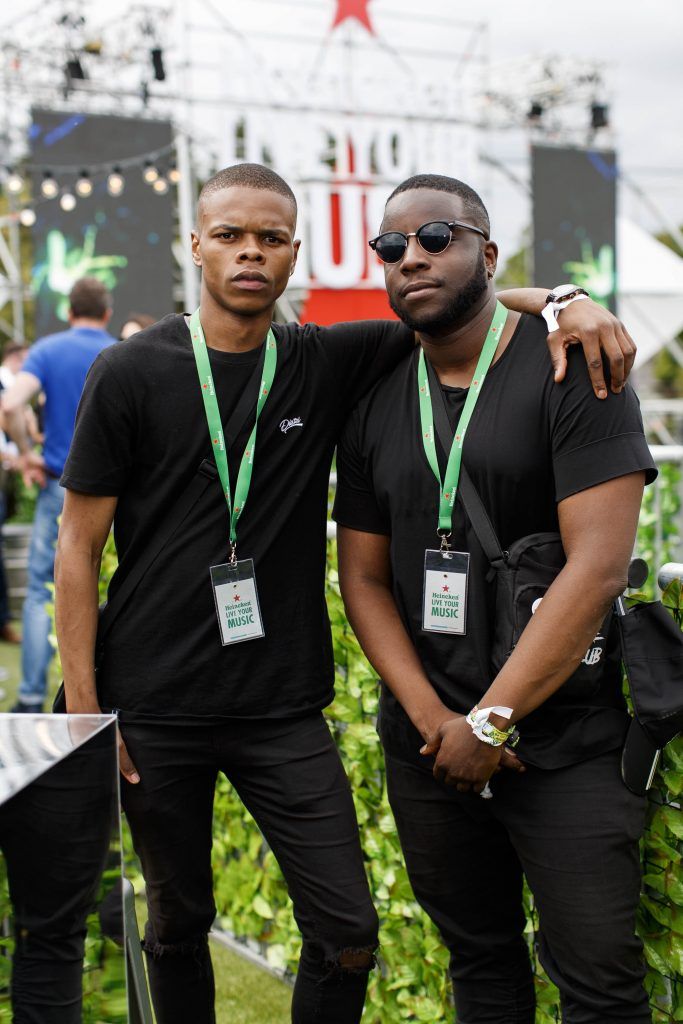 Lucky Sithelo and Lui Rwego pictured at the Heineken 'Live Your Music' area, a new music experience that the crowd can control, at Longitude Festival 2017, Marlay Park. Picture by Andres Poveda